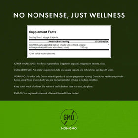 Swanson Ashwagandha KSM-66 250 mg 60 capsules végétales - côté