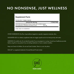 Swanson Ashwagandha KSM-66 250mg capsules, vue arrière