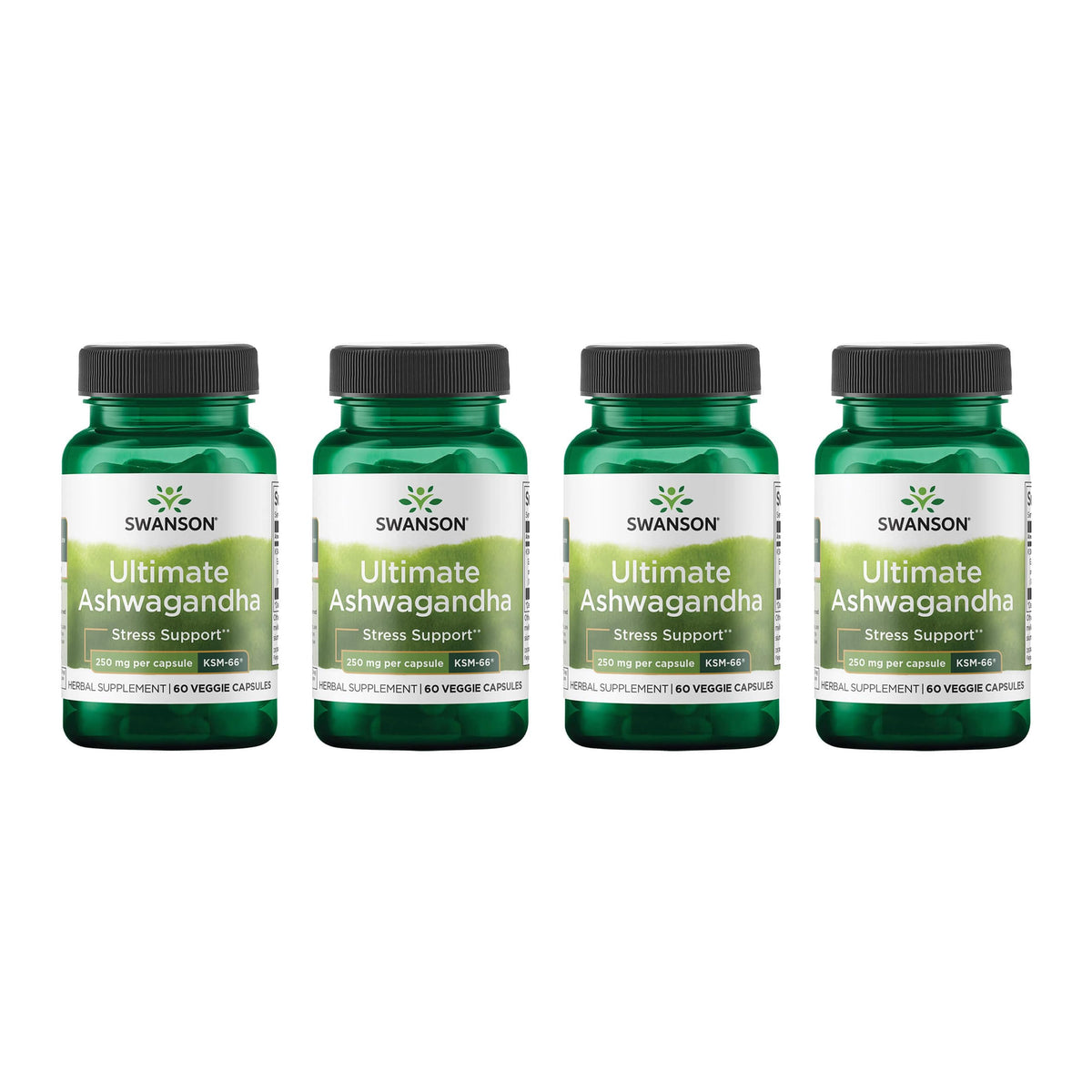 Swanson Ashwagandha KSM-66 60 capsules végétales vue de face