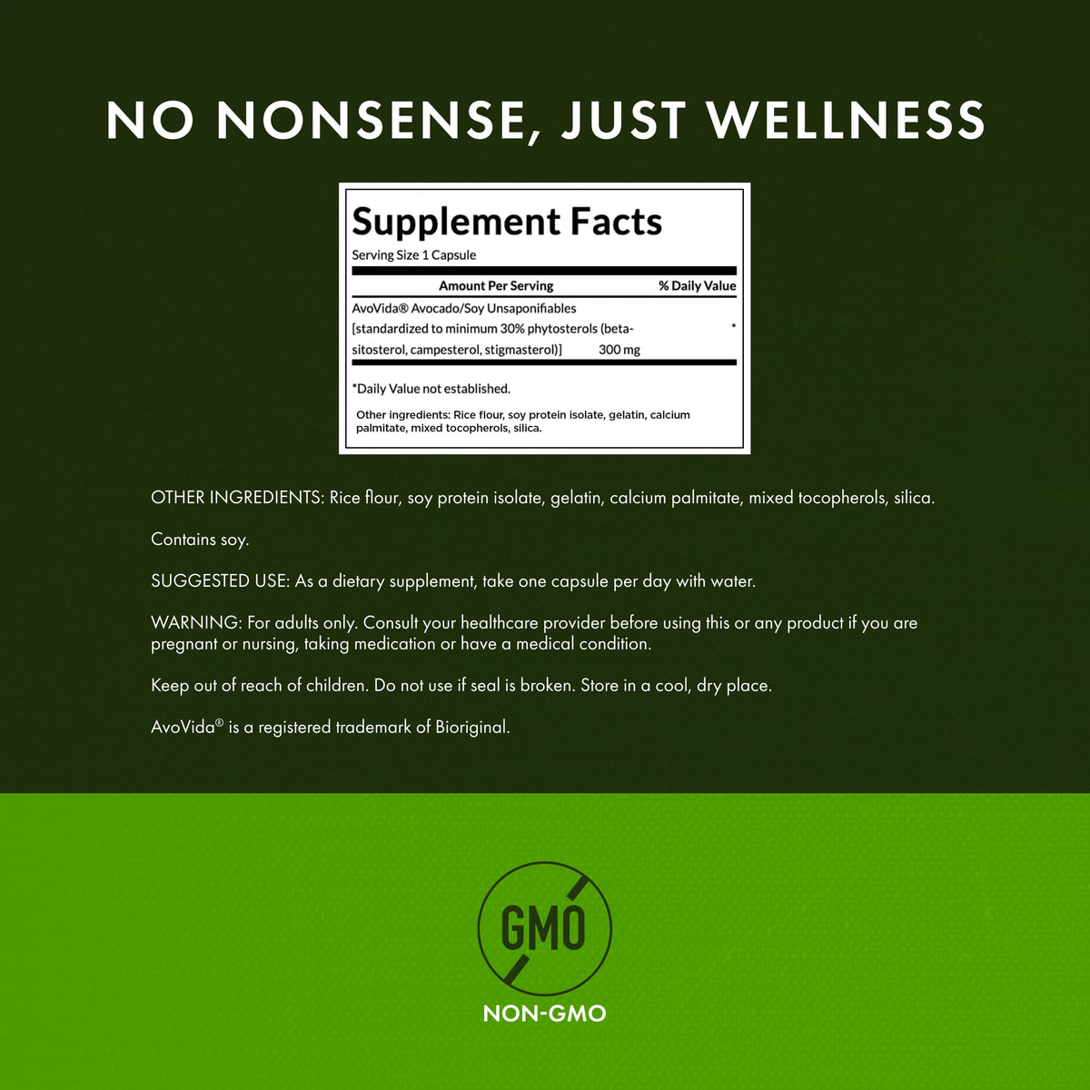 Swanson AvoVida Complément Alimentaire 300 mg 60 Capsules vue de dos