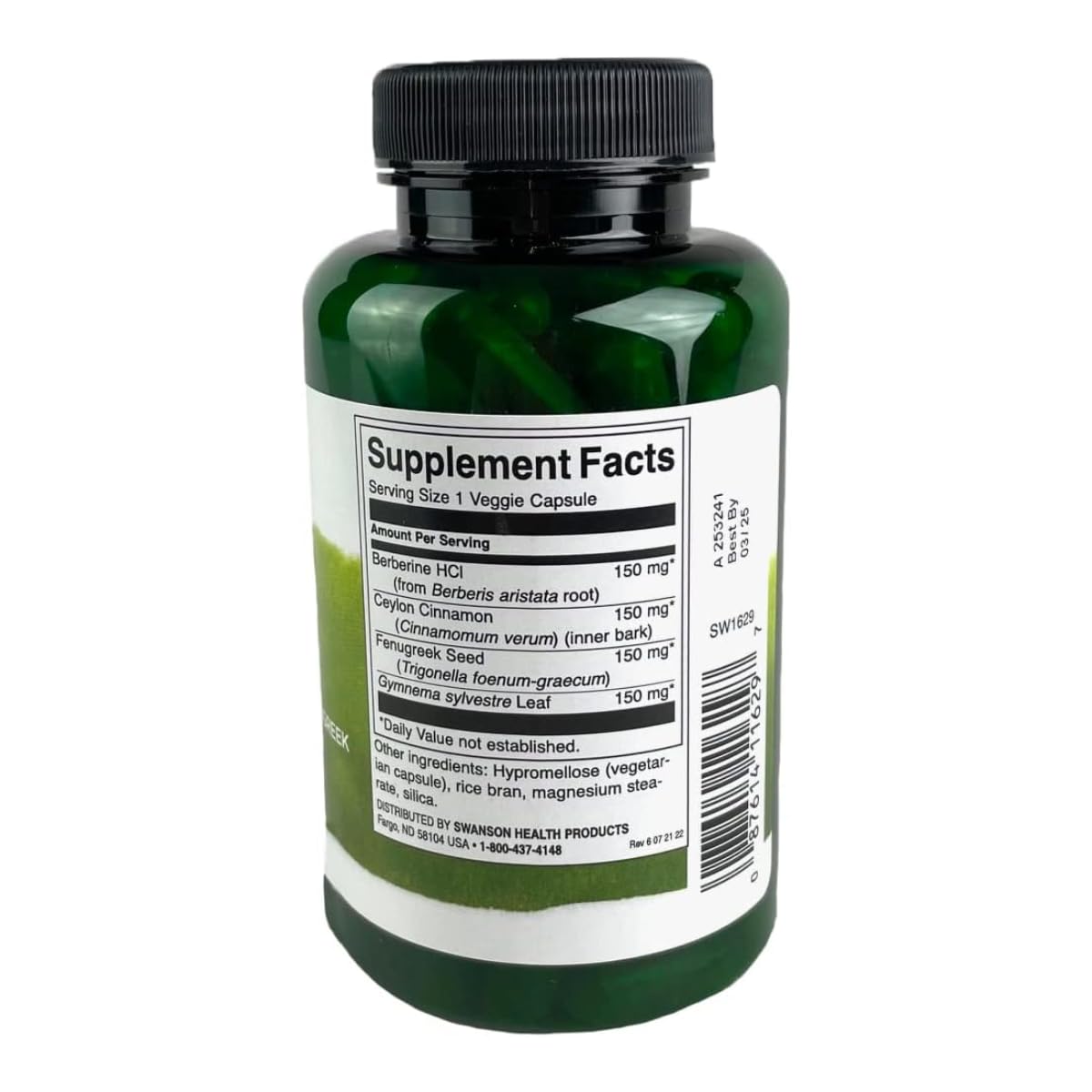 Swanson Berberine Complex emballage avec ingrédients clés