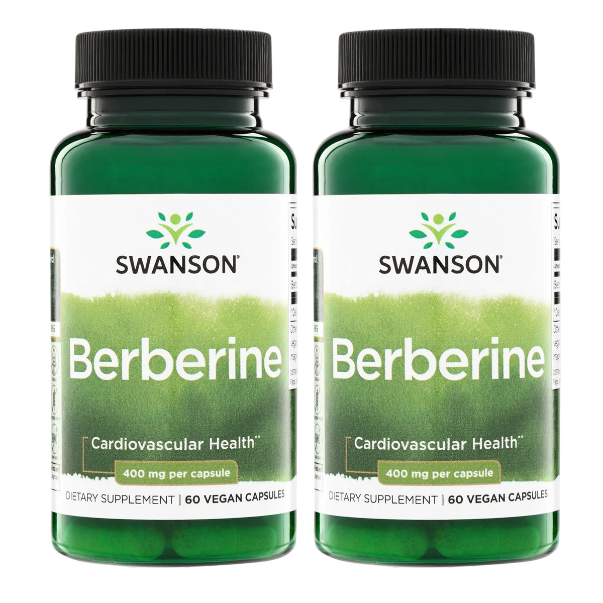 Swanson Berberine HCl 400 mg capsules front view