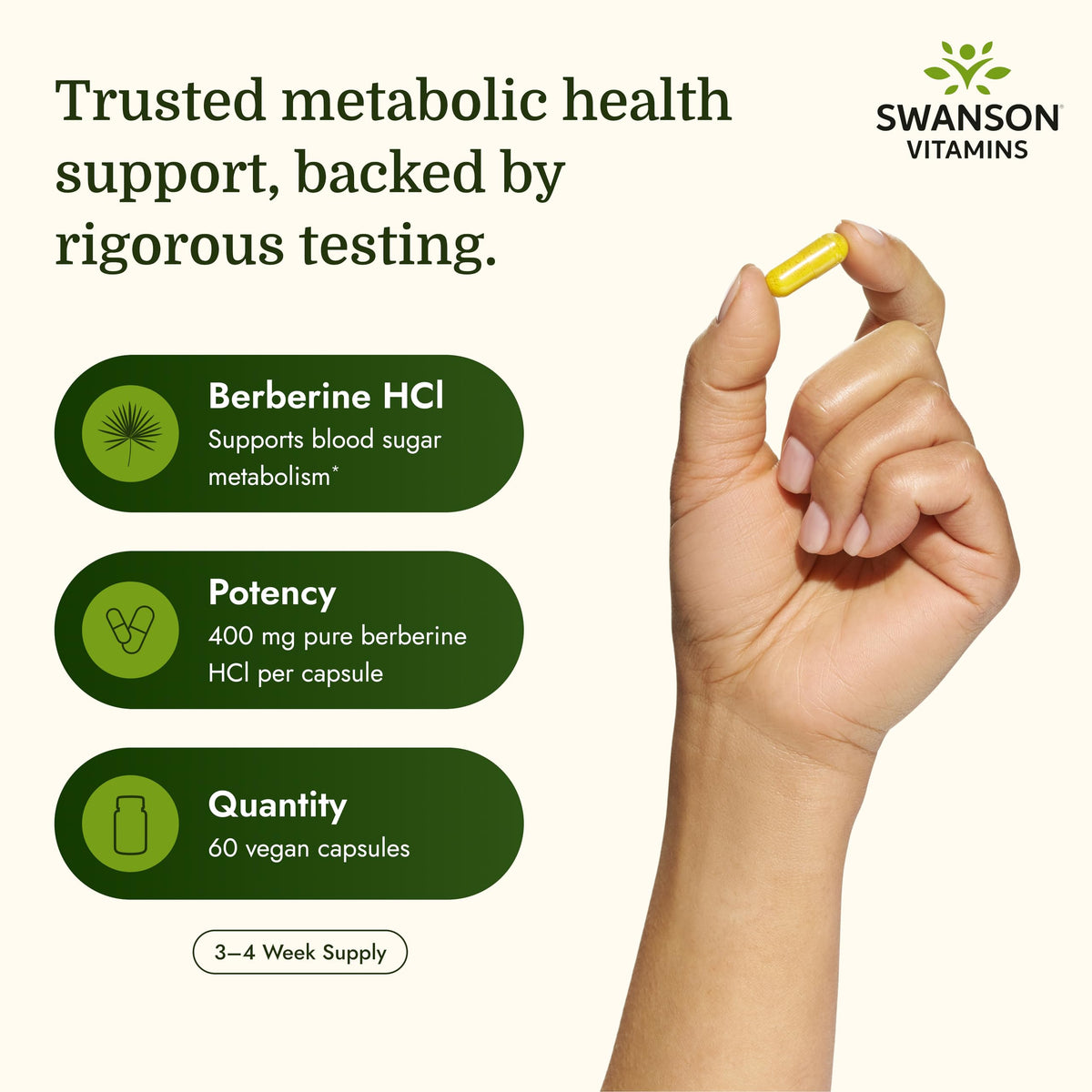 Swanson Berberine HCl 400 mg détails des ingrédients