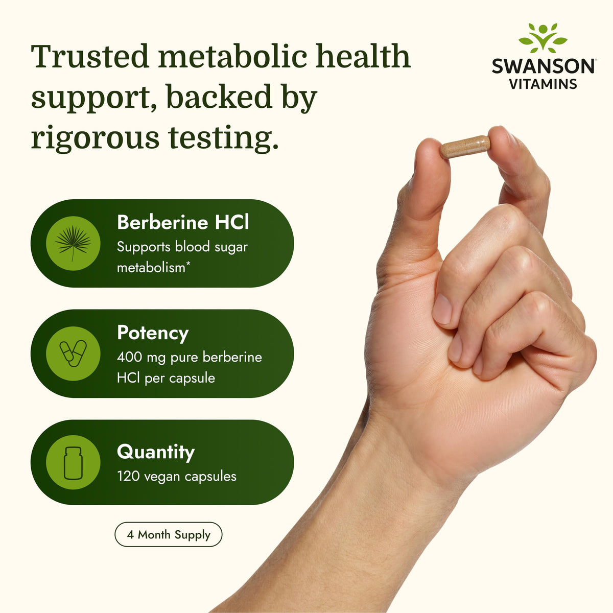 Swanson Berberine HCl 400 mg packaging details
