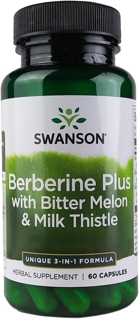 Swanson Berberine Plus 60 Capsules avant avec étiquette