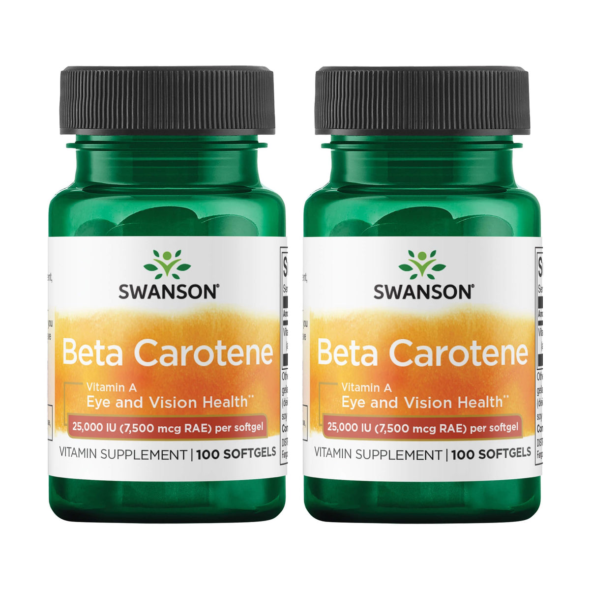 Swanson Beta-Carotène 25000 IU 100 gélules - vue de l'emballage