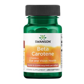 Swanson Beta-Carotène 3000 mcg 250 gélules molles vue de face