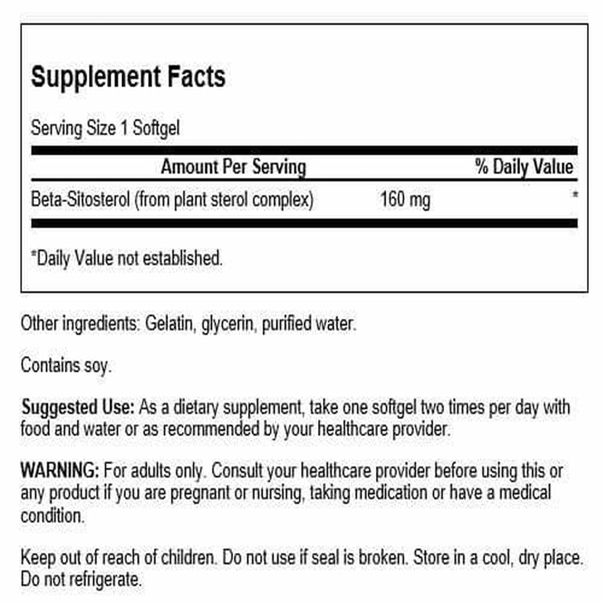 Swanson Beta Sitosterol 160 mg 60 Capsules duo contenant