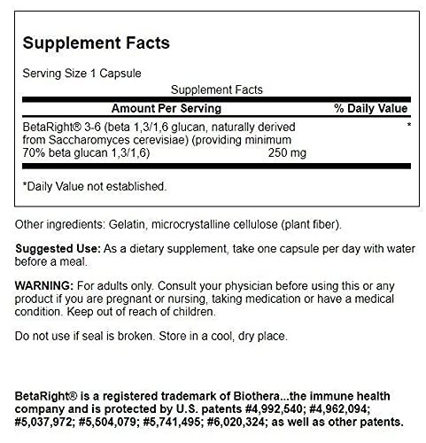 Swanson BetaRight Beta Glucan 250 mg 60 Capsules vue arrière