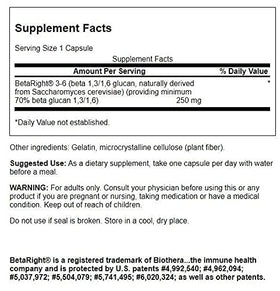 Swanson BetaRight Beta Glucan 250 mg 60 Capsules vue arrière