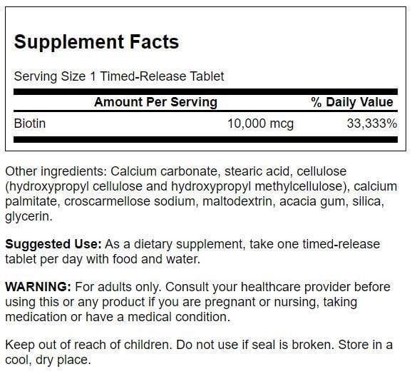 Swanson Biotine 10 000 mcg comprimés à l'intérieur du flacon