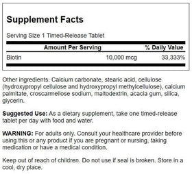 Swanson Biotine 10 000 mcg comprimés à l'intérieur du flacon