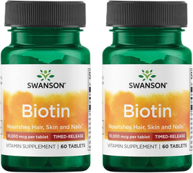 Swanson Biotine à Libération Prolongée 10 000 mcg, boîte vue de face