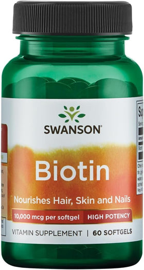 Swanson Biotine Super Force 10 000 mcg gélules molles avant