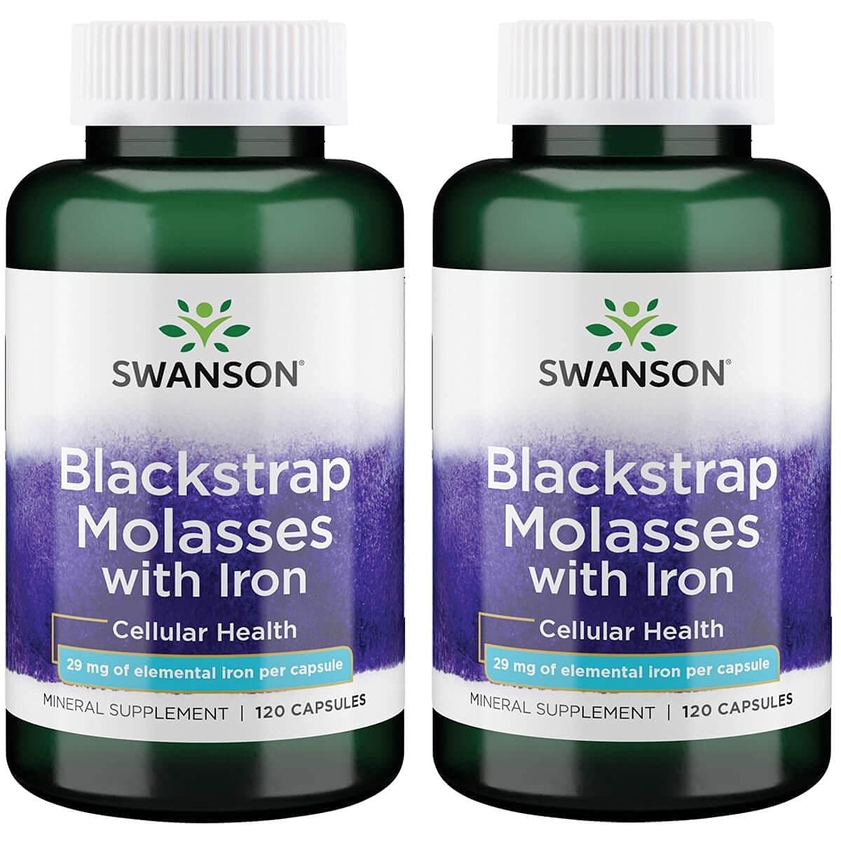 Swanson Blackstrap Molasses fer 29 mg capsules vue avant