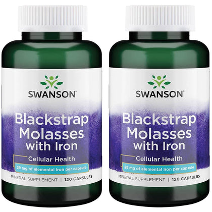 Swanson Blackstrap Molasses fer 29 mg capsules vue avant