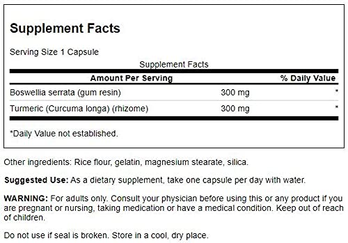 Swanson Boswellia & Curcumin 60 capsules side view