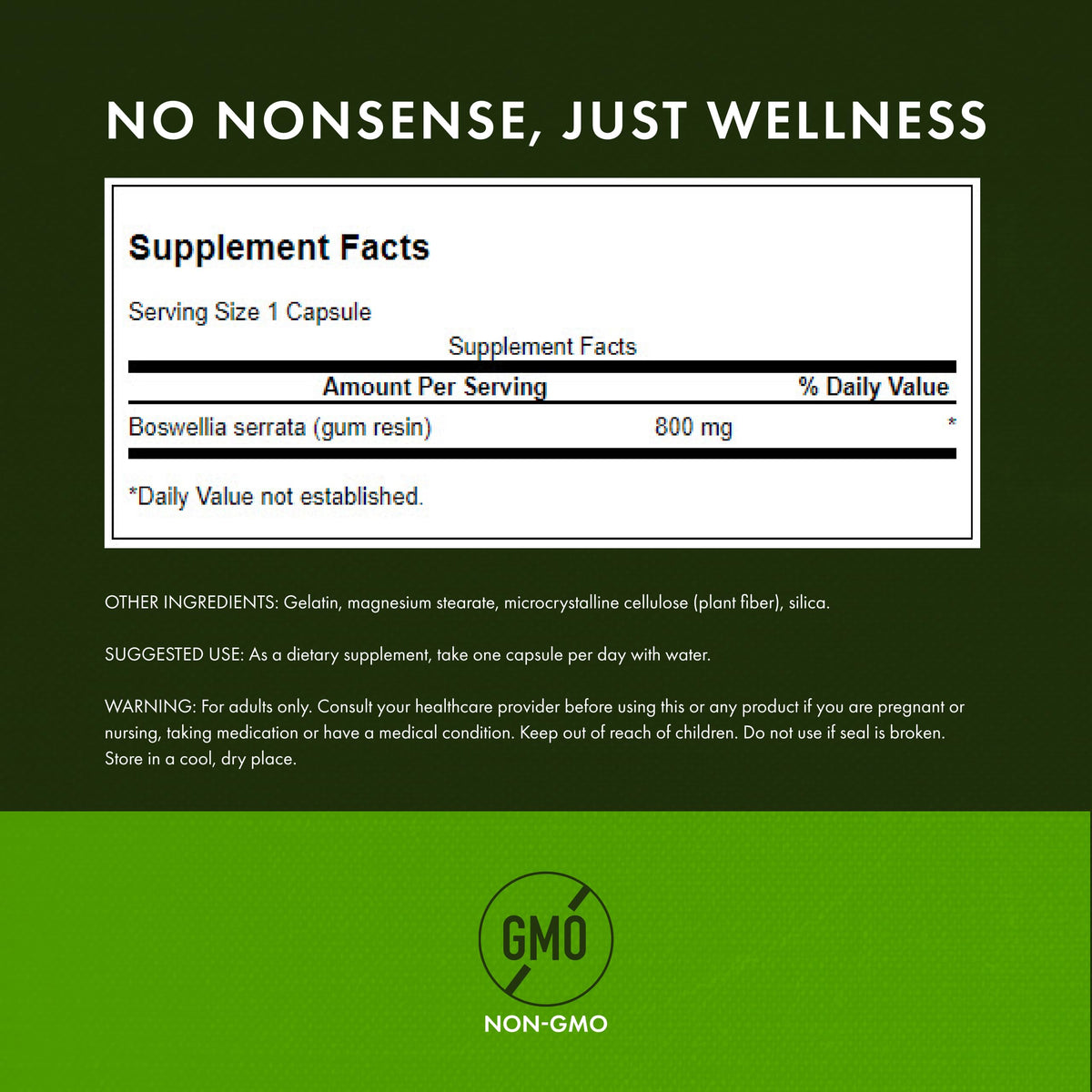 Swanson Boswellia Serrata 800 mg, capsules à l'intérieur du flacon
