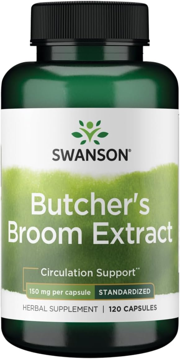 Swanson Butcher's Broom 150 mg capsules, packaging front view
