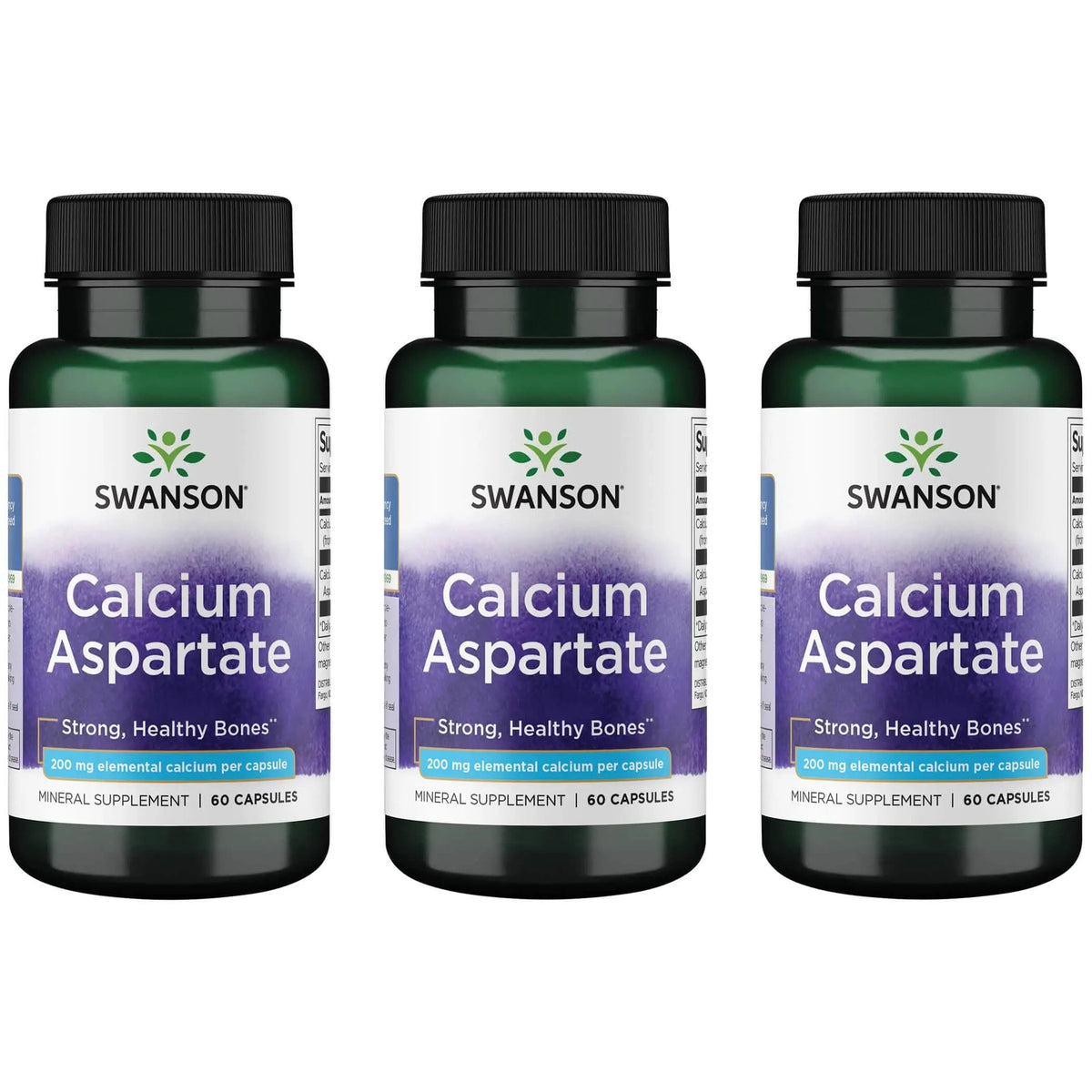 Swanson Calcium Aspartate 60 capsules, vue de face