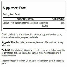 Swanson Calcium Carbonate Aspartate & Citrate 500 mg comprimés - vue de face