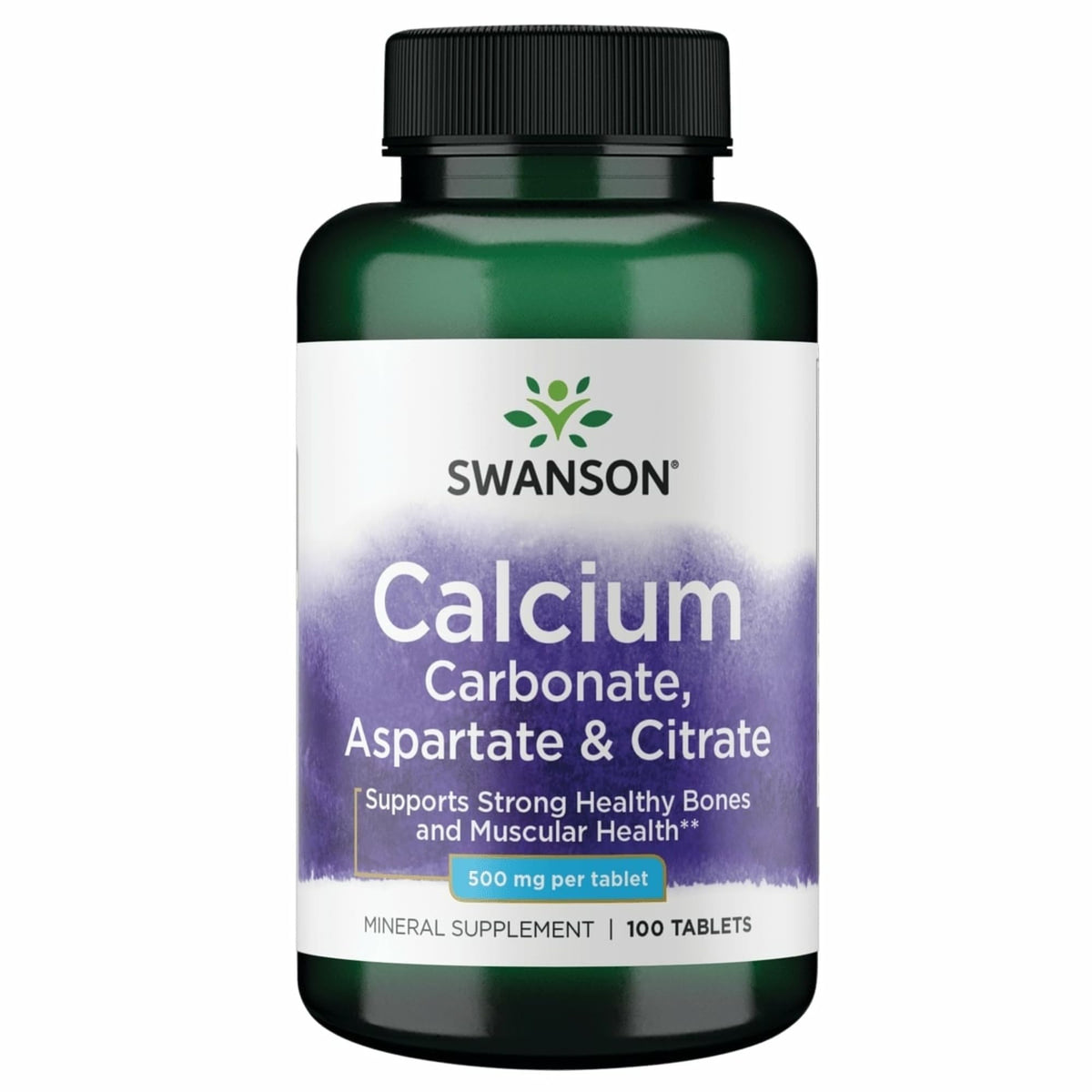 Swanson Calcium Carbonate Aspartate & Citrate 500 mg comprimés - vue de l'emballage