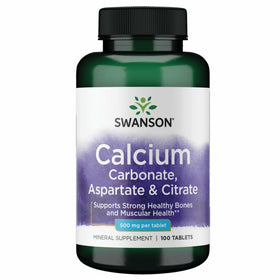Swanson Calcium Carbonate Aspartate & Citrate 500 mg comprimés - vue de l'emballage