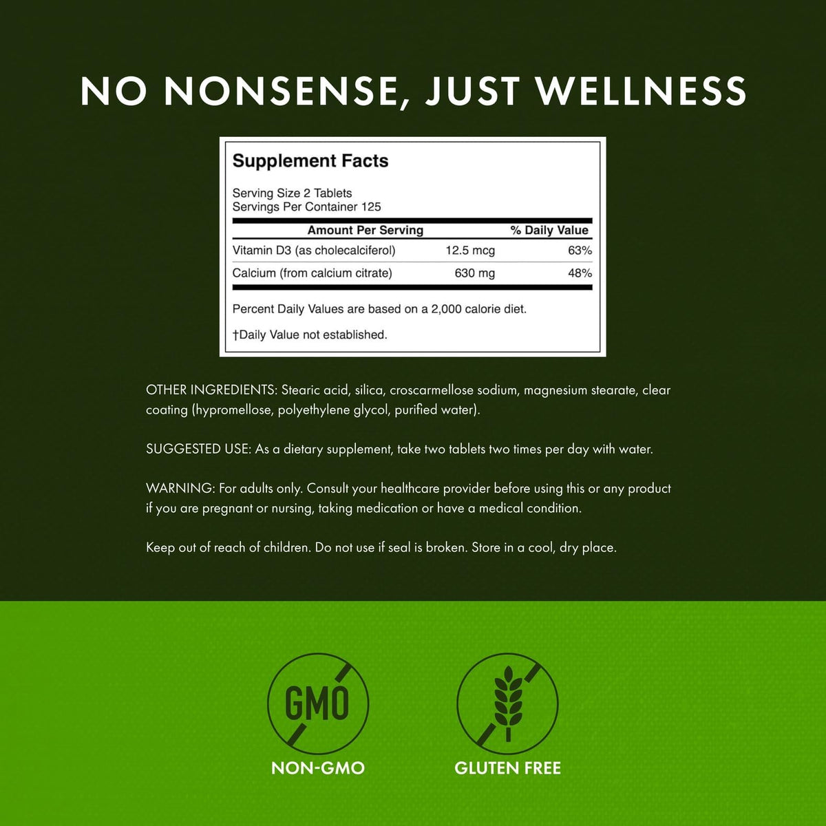 Swanson Calcium Citrate & Vitamine D3 comprimés sur une table
