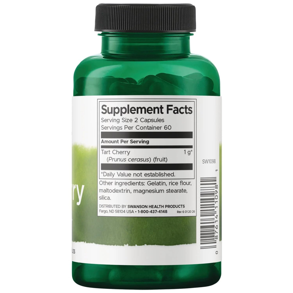 Swanson Cerise Acide 500 mg capsules sur une table