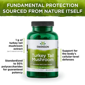 Swanson Champignon Turkey Tail 500 mg 120 capsules vue de côté