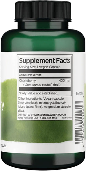 Swanson Chasteberry 400 mg capsules side view