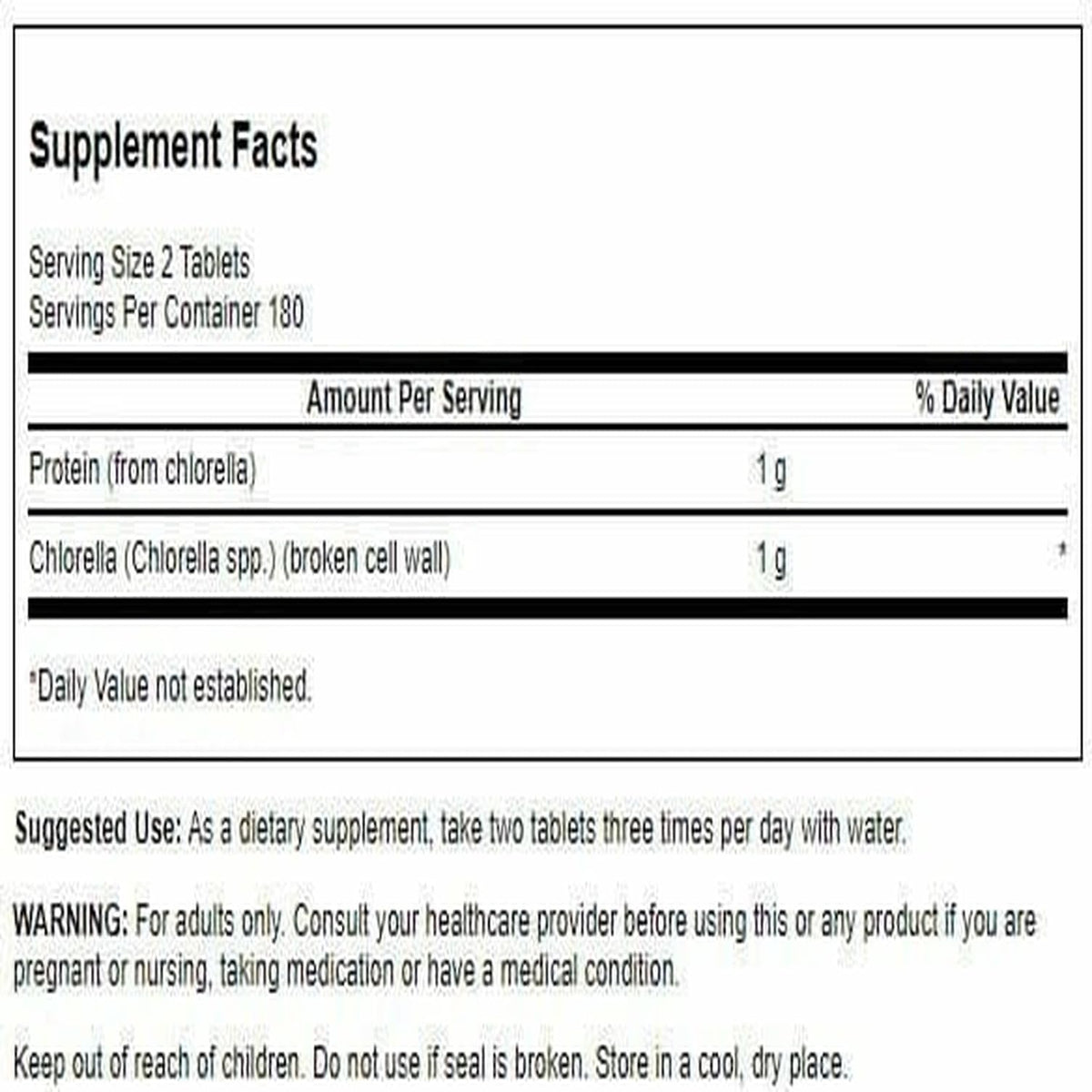 Swanson Chlorella 500 mg comprimés en bouteille