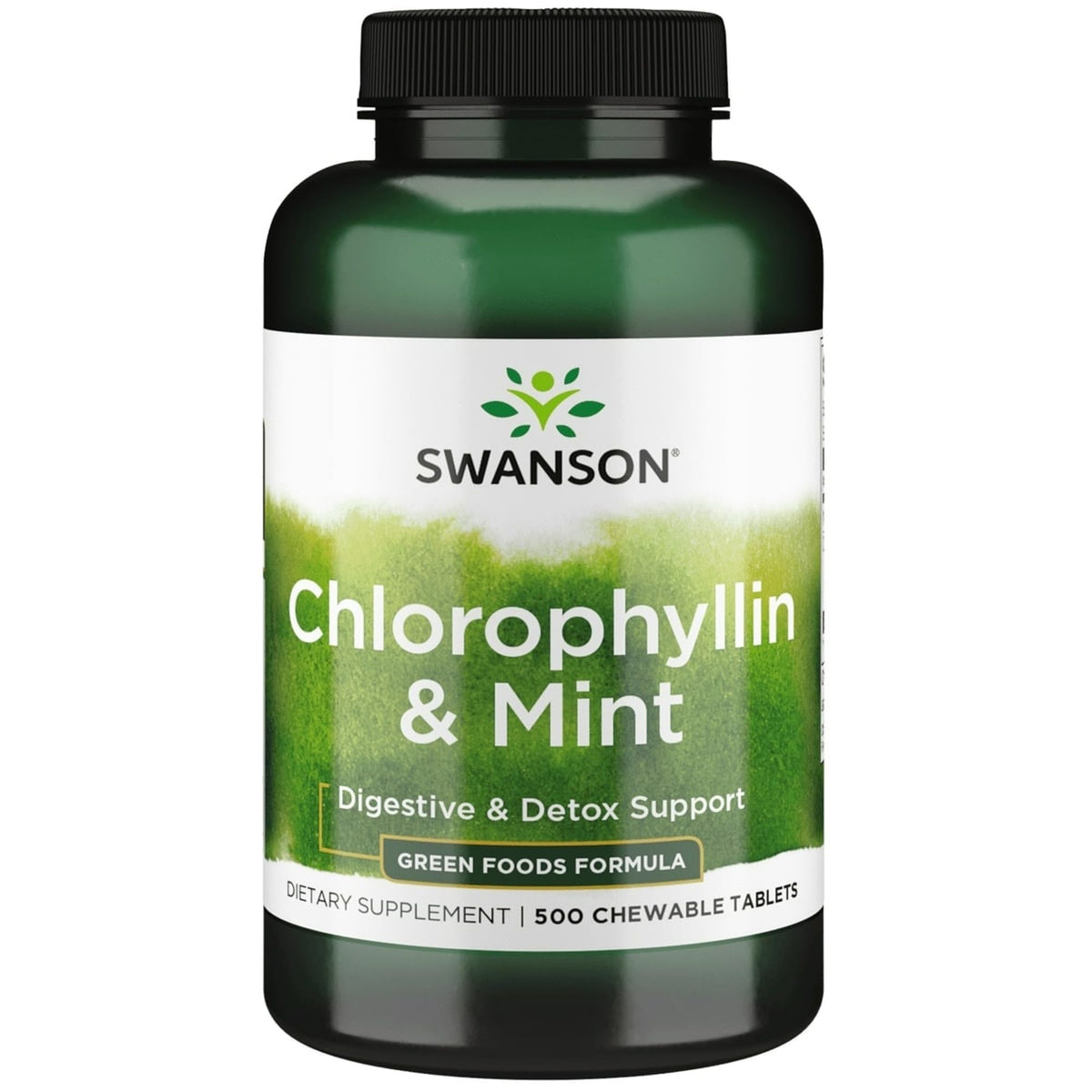 Swanson Chlorophylline Menthe 500 comprimés à mâcher, emballage avant