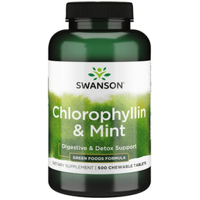 Swanson Chlorophylline Menthe 500 comprimés à mâcher, emballage avant