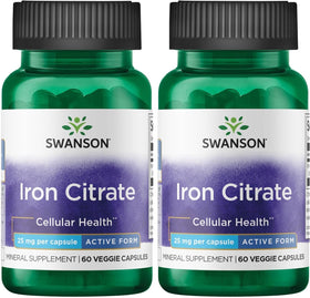 Swanson Citrate de Fer 25 mg 60 capsules végétales vue de face