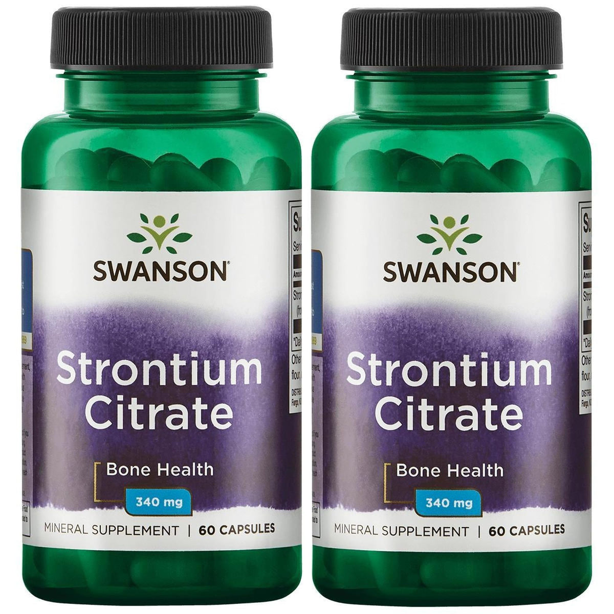 Swanson Citrate de Strontium 340 mg, 60 capsules, vue de face