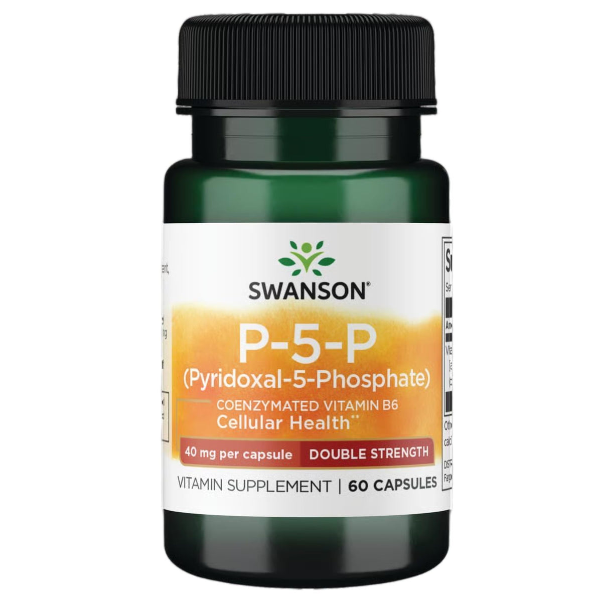 Swanson Coenzyme P-5-P Vitamine B6 40 mg capsules front view
