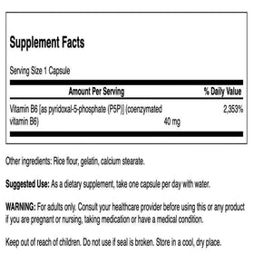 Swanson Coenzyme P-5-P Vitamine B6 40 mg capsules side view
