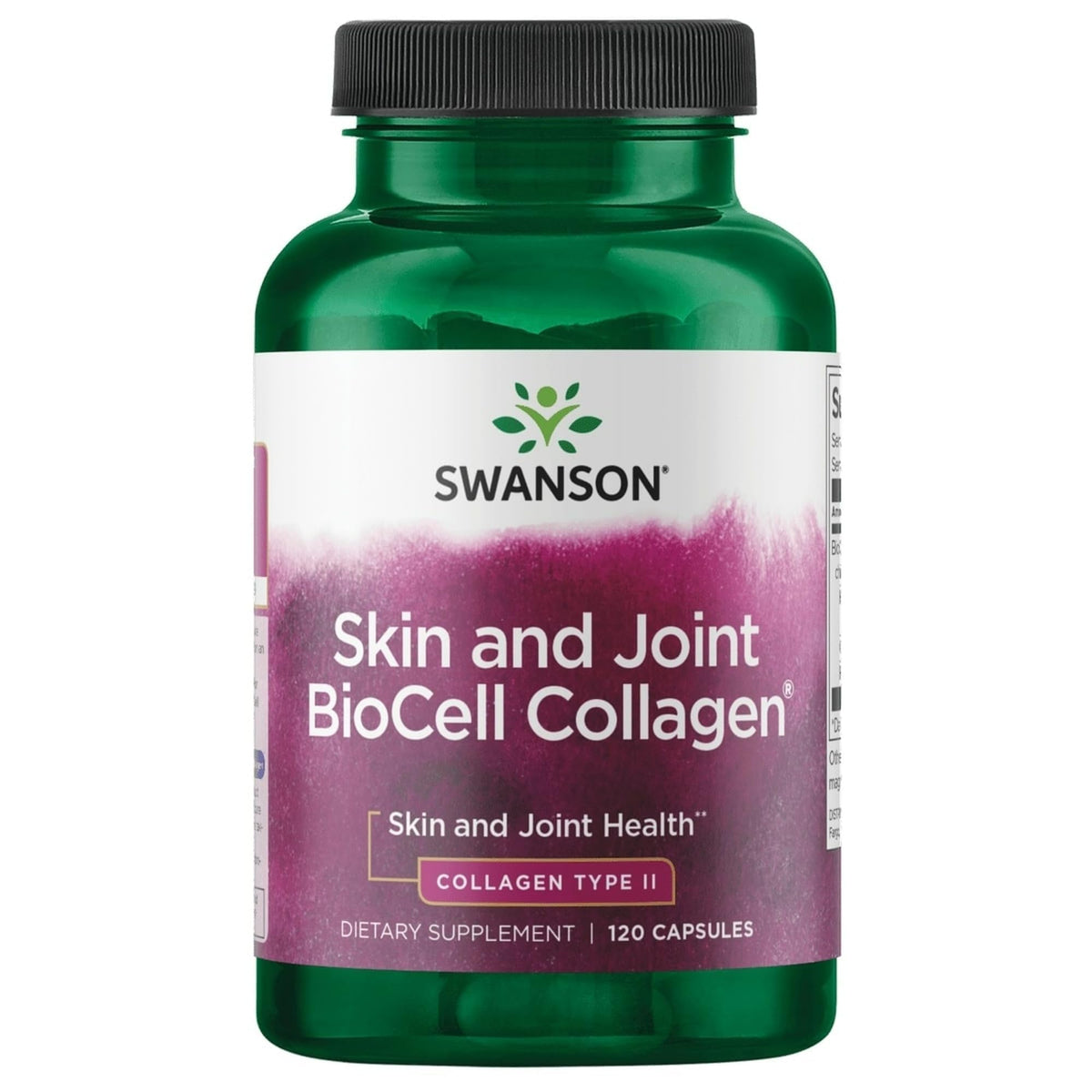 Swanson Collagène Type II 500 mg capsules avec étiquette visible