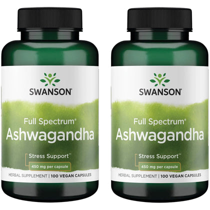 Swanson Complément Alimentaire Ashwagandha 450 mg, vue avant
