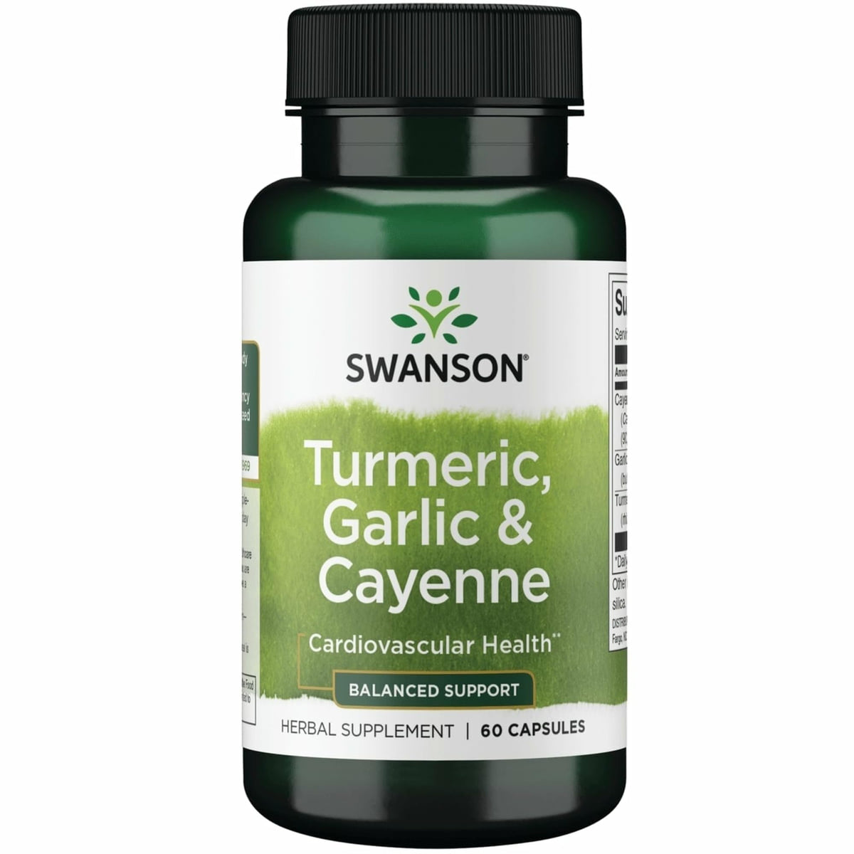 Swanson Complément Alimentaire Curcuma Ail Cayenne 60 Capsules vue de face