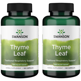 Swanson Complément Alimentaire Feuille de Thym 500 mg, 120 Gélules, vue de face