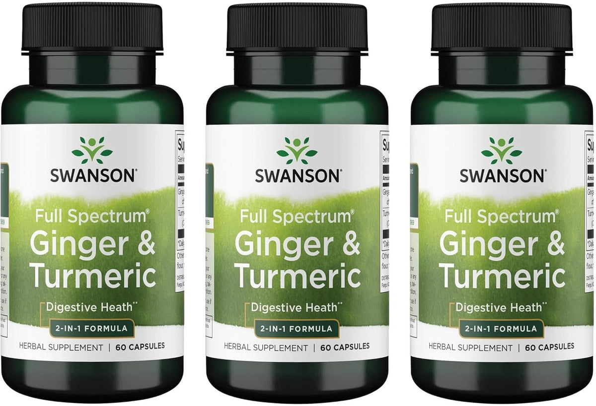 Swanson Complément Alimentaire Gingembre & Curcuma 60 Capsules vue avant