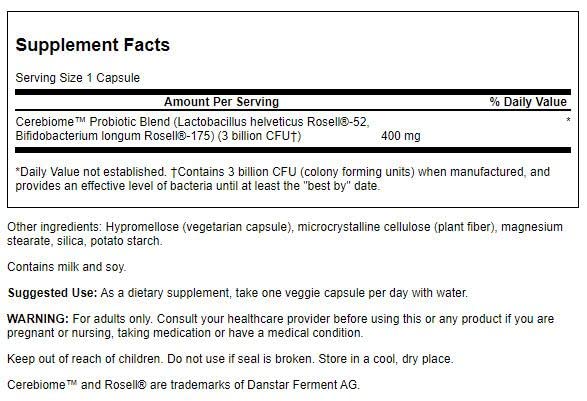 Swanson Complément Alimentaire Probiotique 60 Capsules Végétales - Détails de l'emballage