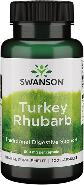 Swanson Complément Alimentaire Rhubarbe Turque 500 mg, vue avant de l'emballage