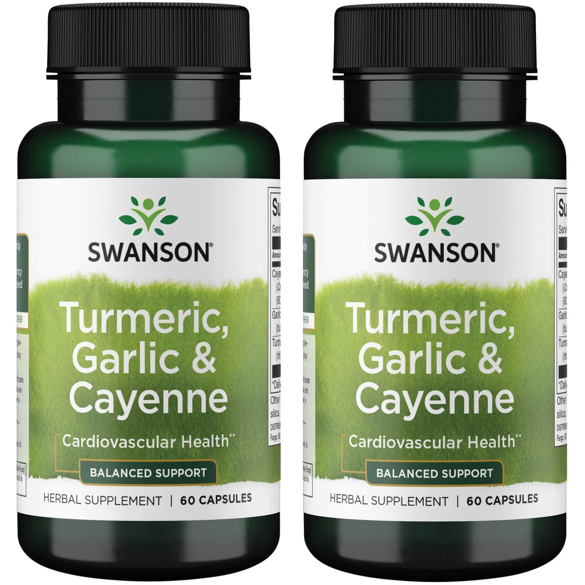 Swanson Compléments Alimentaires Curcuma Ail & Cayenne 60 Capsules vue de face