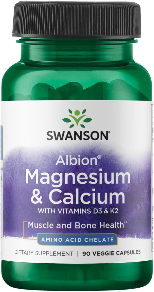 Swanson compléments alimentaires magnésium et calcium 90 capsules vues de face