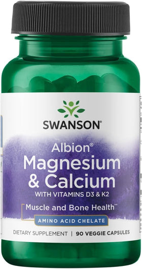 Swanson compléments alimentaires magnésium et calcium 90 capsules vues de face
