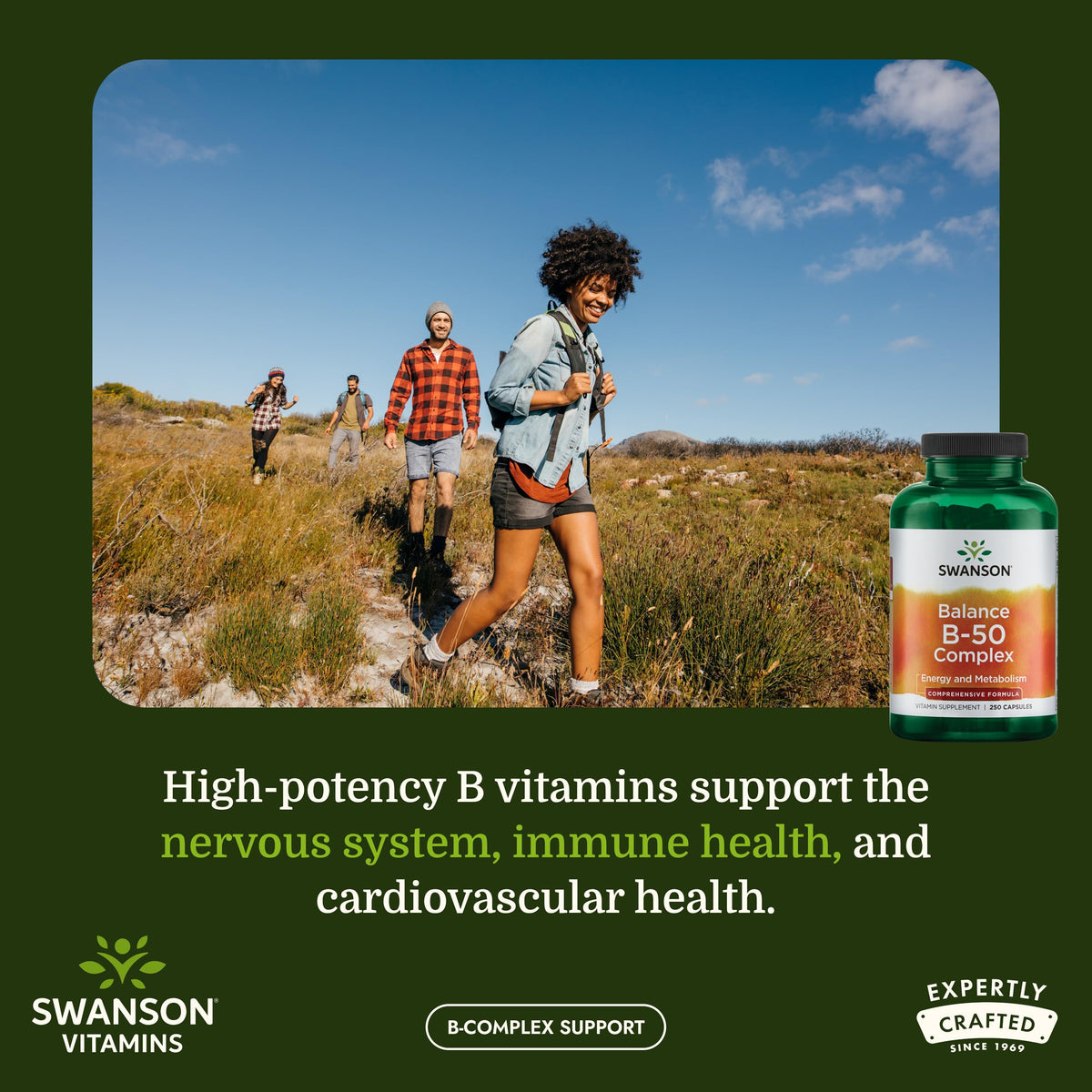 Swanson Complex B-50 250 Capsules arrière avec étiquetage