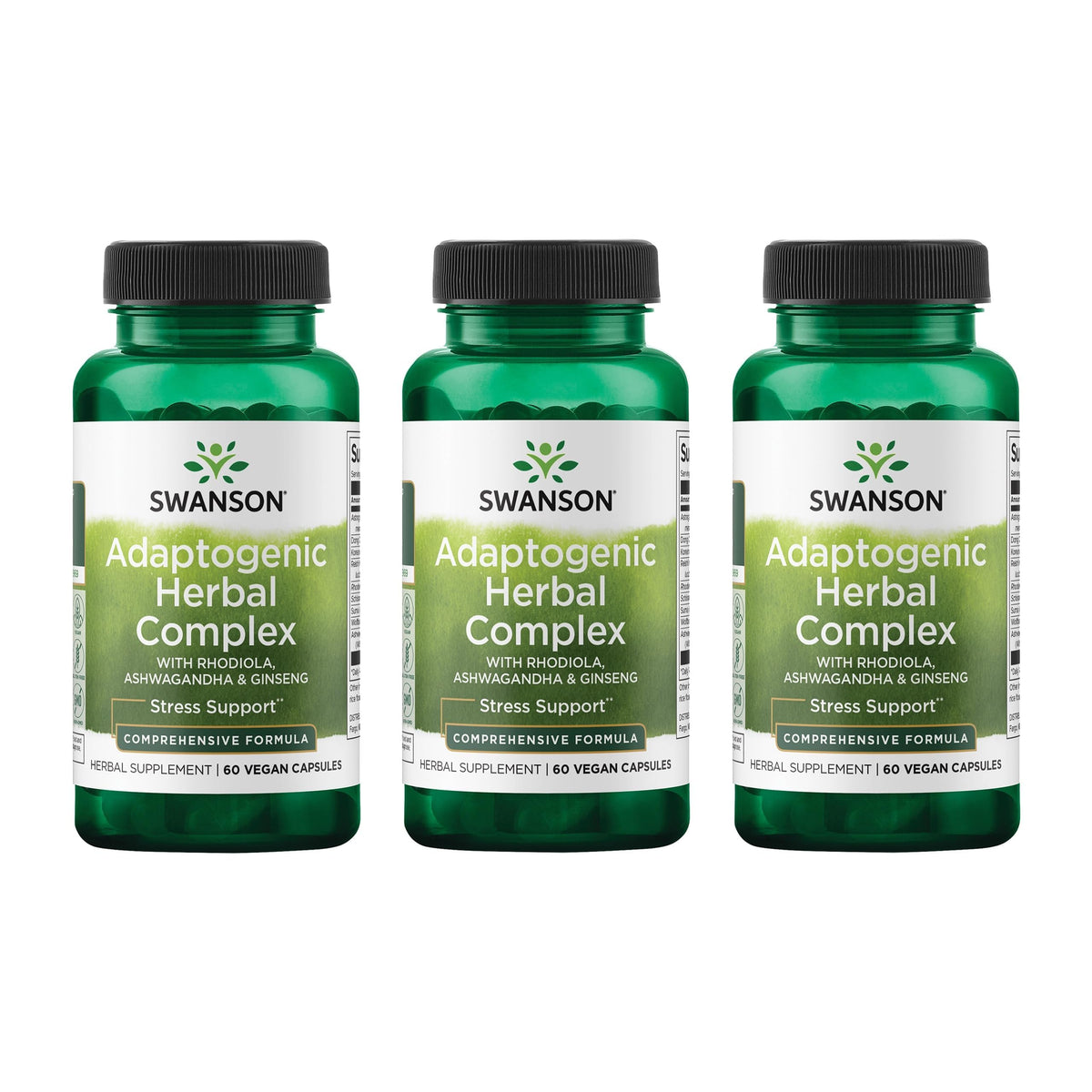 Swanson Complex Rhodiola Ashwagandha 60 Capsules vue avant